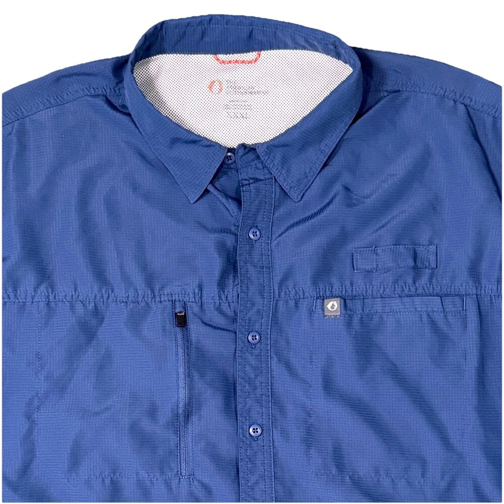 American Outdoorsman Vented Fishing Shirt Mens 3XL Short‎ Sleeve Blue Activewear